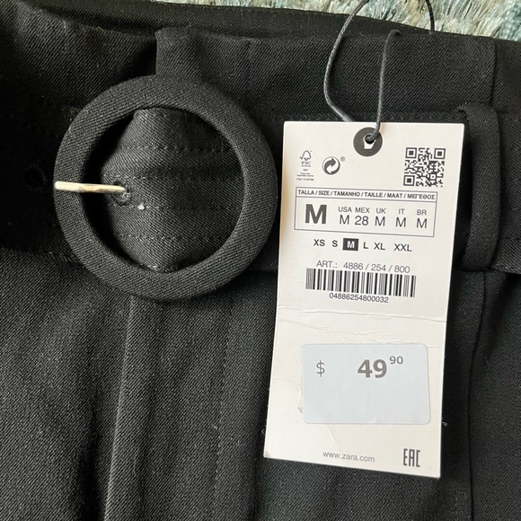 Zara black high-waisted Scort with belt (Brand new!!) Size M - Picture 2 of 5
